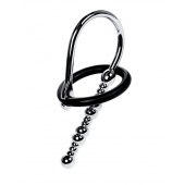 Серебристый уретральный плаг-бусины TOYFA Metal с мягким фиксириющим кольцом - ToyFa - купить с доставкой в Красноярске