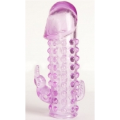 Закрытая фиолетовая насадка с 2 отростками - 13 см. - Toyfa Basic - в Красноярске купить с доставкой