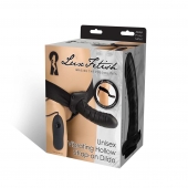 Чёрный полый страпон с вибрацией Unisex Vibrating Hollow Strap-On - 14 см. - Lux Fetish - купить с доставкой в Красноярске