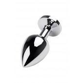 Серебристая коническая анальная пробка с красным кристаллом - 8 см. - ToyFa - купить с доставкой в Красноярске