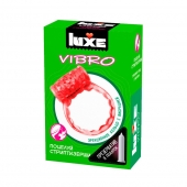 Розовое эрекционное виброкольцо Luxe VIBRO  Поцелуй стриптизёрши  + презерватив - Luxe - в Красноярске купить с доставкой