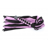 Черно-розовая плеть из замши - 58 см. - БДСМ Арсенал - купить с доставкой в Красноярске