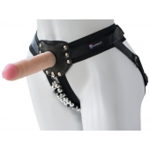 Черный пояс-трусики с насадкой  Гламур Dana  - 15,5 см. - LOVETOY (А-Полимер) - купить с доставкой в Красноярске