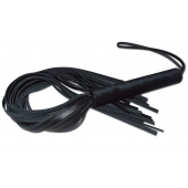 Чёрная кожаная плеть с жесткой ручкой - 63 см. - Sitabella - купить с доставкой в Красноярске