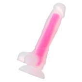 Прозрачно-розовый фаллоимитатор, светящийся в темноте, Clark Glow - 22 см. - ToyFa купить с доставкой в интернет-магазине Orgasmix в Красноярске Прозрачно-розовый фаллоимитатор, светящийся в темноте, Clark Glow - 22 см. - ToyFa