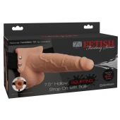 Телесный полый страпон с имитацией эякуляции 7.5  Hollow Squirting Strap-On with Balls Flesh - 21,6 см. - Pipedream - купить с доставкой в Красноярске