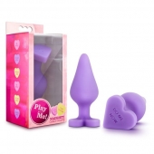 Фиолетовая анальная пробка Naughty Candy Heart Do Me Now - 8,9 см. - Blush Novelties - купить с доставкой в Красноярске