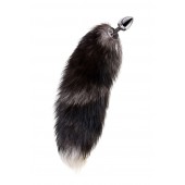 Серебристая металлическая анальная втулка с хвостом чернобурой лисы - размер S - ToyFa - купить с доставкой в Красноярске