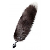 Серебристая металлическая анальная втулка с хвостом чернобурой лисы - размер S - ToyFa - купить с доставкой в Красноярске