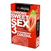 Презервативы для орального секса DOMINO Sweet Sex с ароматом клубничного коктейля  - 3 шт. - Domino - купить с доставкой в Красноярске