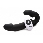 Черный безремневой страпон Urge Silicone Strap On с пультом ДУ - 24 см. - XR Brands - купить с доставкой в Красноярске