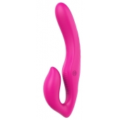 Ярко-розовый безремневой страпон REMOTE DOUBLE DIPPER - 22 см. - Dream Toys - купить с доставкой в Красноярске