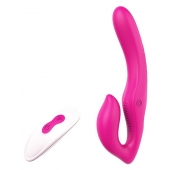 Ярко-розовый безремневой страпон REMOTE DOUBLE DIPPER - 22 см. - Dream Toys - купить с доставкой в Красноярске