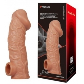 Телесная насадка на фаллос с отверстием для мошонки EXTREME SLEEVE - 17,6 см. - KOKOS - в Красноярске купить с доставкой