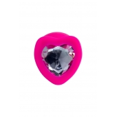 Розовая анальная втулка Diamond Heart с прозрачным кристаллом - 9,5 см. - ToyFa - купить с доставкой в Красноярске