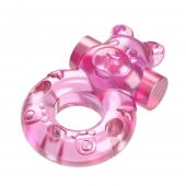 Розовое эрекционное виброкольцо на пенис Pink Bear - Baile - в Красноярске купить с доставкой