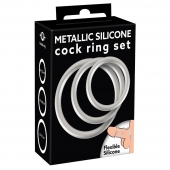 Набор из 3 эрекционных колец под металл Metallic Silicone Cock Ring Set - Orion - в Красноярске купить с доставкой