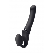 Черный безремневой вибрострапон Silicone Bendable Strap-On M - Strap-on-me - купить с доставкой в Красноярске