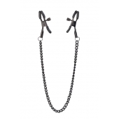 Черные зажимы на соски на цепочке BLAZE DELUXE NIPPLE CLAMPS - Dream Toys - купить с доставкой в Красноярске