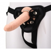 Телесный страпон на черных трусиках STRAP ON REAL DILDO - 20 см. - Dream Toys - купить с доставкой в Красноярске