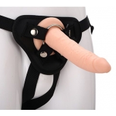 Телесный страпон на черных трусиках STRAP ON REAL DILDO - 20 см. - Dream Toys - купить с доставкой в Красноярске