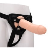 Черные трусики с телесной насадкой STRAP ON REAL DILDO - 21 см. - Dream Toys - купить с доставкой в Красноярске