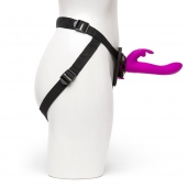 Лиловый страпон Rechargeable Vibrating Strap-On Harness Set - 17,6 см. - Happy Rabbit - купить с доставкой в Красноярске