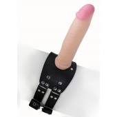 Черный узкий пояс на бедро с телесной насадкой - LOVETOY (А-Полимер) - купить с доставкой в Красноярске