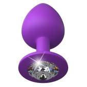 Фиолетовая анальная пробка со стразом Her Little Gem Large Plug - 9,5 см. - Pipedream - купить с доставкой в Красноярске