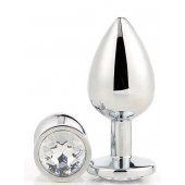 Серебристая анальная втулка с прозрачным кристаллом - 7,1 см. - Dream Toys - купить с доставкой в Красноярске