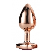 Золотистая анальная втулка с кристаллом-сердечком розового цвета - 7,1 см. - Dream Toys - купить с доставкой в Красноярске