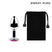 Серебристая анальная пробка с малиновым кристаллом - 7,2 см. - Anal Jewelry Plug - купить с доставкой в Красноярске