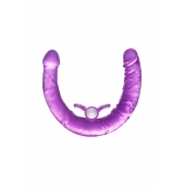 Фиолетовый двухсторонний фаллоимитатор с вибропулей - 35 см. - Toyfa Basic купить с доставкой в интернет-магазине Orgasmix в Красноярске Фиолетовый двухсторонний фаллоимитатор с вибропулей - 35 см. - Toyfa Basic