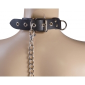 Черный кожаный ошейник Big Ring - Sitabella - купить с доставкой в Красноярске