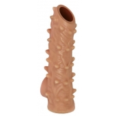 Телесная насадка с шипами и открытой головкой Nude Sleeve L - 14 см. - KOKOS - в Красноярске купить с доставкой