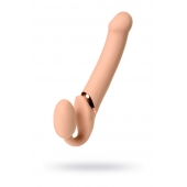 Телесный безремневой вибрострапон Vibrating Bendable Strap-On L - Strap-on-me - купить с доставкой в Красноярске