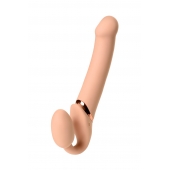 Телесный безремневой вибрострапон Vibrating Bendable Strap-On L - Strap-on-me - купить с доставкой в Красноярске
