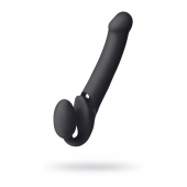Черный безремневой вибрострапон Vibrating Bendable Strap-On L - Strap-on-me - купить с доставкой в Красноярске