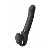 Черный безремневой вибрострапон Vibrating Bendable Strap-On L - Strap-on-me - купить с доставкой в Красноярске