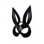 Черная кожаная маска зайки Miss Bunny - БДСМ Арсенал - купить с доставкой в Красноярске