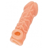 Телесная закрытая насадка с венками Cock Sleeve Size S - 13,8 см. - KOKOS - в Красноярске купить с доставкой