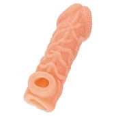 Телесная закрытая насадка с венками Cock Sleeve Size L - 17,6 см. - KOKOS - в Красноярске купить с доставкой