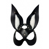 Черная маска зайки с белым мехом на ушках Miss Bunny - БДСМ Арсенал - купить с доставкой в Красноярске