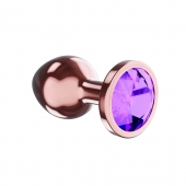 Пробка цвета розового золота с фиолетовым кристаллом Diamond Amethyst Shine S - 7,2 см. - Lola Games - купить с доставкой в Красноярске