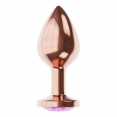 Пробка цвета розового золота с фиолетовым кристаллом Diamond Amethyst Shine S - 7,2 см. - Lola Games - купить с доставкой в Красноярске