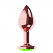 Пробка цвета розового золота с лаймовым кристаллом Diamond Emerald Shine S - 7,2 см. - Lola Games - купить с доставкой в Красноярске