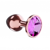 Пробка цвета розового золота с лиловым кристаллом Diamond Quartz Shine L - 8,3 см. - Lola Games - купить с доставкой в Красноярске
