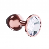 Пробка цвета розового золота с прозрачным кристаллом Diamond Moonstone Shine L - 8,3 см. - Lola Games - купить с доставкой в Красноярске