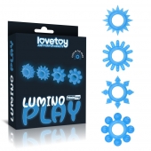 Набор из 4 голубых, светящихся в темноте эрекционных колец Lumino Play - Lovetoy - в Красноярске купить с доставкой