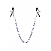 Зажимы для сосков с фиолетовой цепочкой Sweet Caress Nipple Chain - Sweet Caress - купить с доставкой в Красноярске